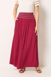 LTS Tall Women's Berry Red Embroidered Waist Maxi Skirt | Long Tall Sally 1