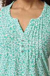 M&Co White & Green Leaf Print Cotton Sleeveless Henley Top  4