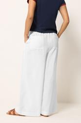 PixieGirl Petite Women's White Button Linen Wide Leg Trousers | PixieGirl 2