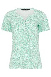 M&Co 2 PACK White & Green Leaf Print Cotton Henley Tops | M&Co 8