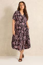 EVANS Plus Size chocolate Brown Floral Tiered Dress | Evans 1