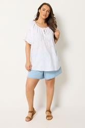 YOURS Plus Size White Broderie Anglaise Scallop Blouse | Yours Clothing 1