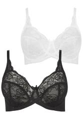 Buy Black/White/Nude Non Pad Balcony Lace Bras 3 Pack from Next Luxembourg