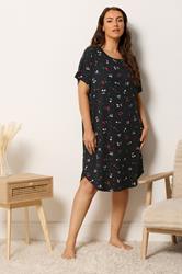YOURSET Plus Size 2 PACK Black Lemon & Cherry Soft Touch Nightdresses | Yours Clothing 5