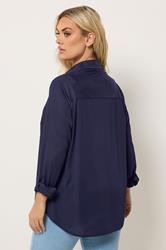 YOURS Plus Size Navy Blue Ribbed Shirt | Yours Clothing 2