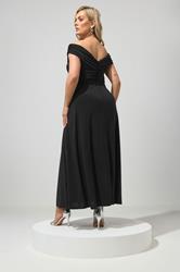 YOURS LONDON Curve Black Gathered Front Maxi Dress | Yours Clothing  2