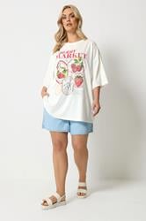 YOURS Plus Size Ivory White 'Berry Market' Graphic T-Shirt | Yours Clothing 1
