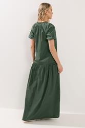 LTS Tall Women's Forest Green Puff Sleeve Cotton Maxi Dress | Long Tall Sally  4