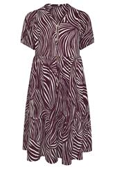 EVANS Plus Size Berry Red Button Through Dress | Evans 5