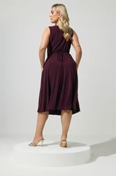 YOURS LONDON Plus Size Dark Purple Drape Front Midi Dress | Yours Clothing 2
