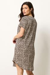 M&Co Brown Animal Print Notch Neck Midi Dress | M&Co 2
