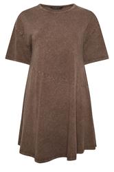 LIMITED COLLECTION Plus Size Chocolate Brown Acid Wash Dress | Yours Clothing 5