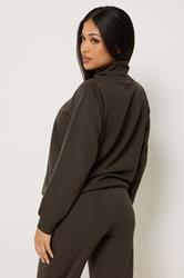 M&Co Petite Chocolate Brown Half Zip Sweatshirt | M&Co 2