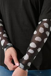 LIMITED COLLECTION Plus Size Black Polka Dot Sleeve T-Shirt | Yours Clothing 4
