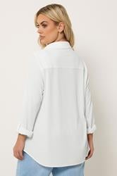 YOURS Plus Size Ivory White Ribbed Shirt | Yours Clothing 2