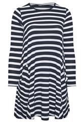 YOURS Curve Black Stripe Drape Pocket Dress