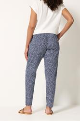 M&Co Navy Blue Ditsy Floral Cropped Hareem Trousers | M&Co 2