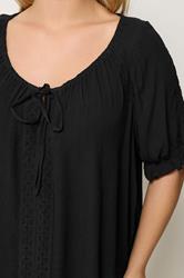 YOURS Plus Size Black Crochet Detail Top | Yours Clothing 4