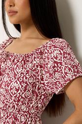 M&Co Petite Red Abstract Tie Neck Midi Dress | M&Co 4