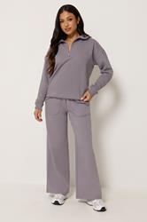 PixieGirl Petite Women's Lilac Purple Funnel Neck Half Zip Sweatshirt | PixieGirl  1