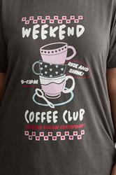 YOURS Plus Size Set Brown 'Weekend Coffee Club' Wide Leg Pyjama | Yours Clothing 4