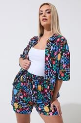 LIMITED COLLECTION Plus Size Black Mixed Print Shorts | Yours Clothing 3