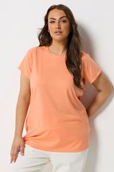 YOURS Plus Size Light Orange Short Sleeve Core T-Shirt | Yours Clothing 3