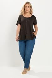 YOURS Plus Size Chocolate Brown Button Front Top | Yours Clothing 1
