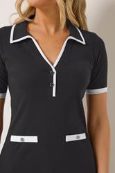 LTS Tall Women's Black Collared Ribbed Mini Dress | Long Tall Sally  4