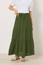 M&Co Khaki Green Crinkle Maxi Skirt | M&Co  3