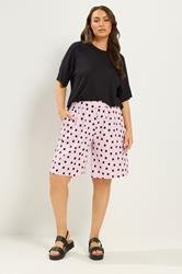 YOURS Plus Size Pink Polka Dot Shorts | Yours Clothing 1