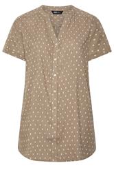 YOURS Curve Mocha Brown Notch Neck Dobby Blouse