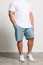BadRhino Big & Tall Chambray Blue Elasticated Waist Cotton Shorts | BadRhino 1