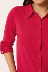 PixieGirl Petite Women's Red Button Cotton Shirt | PixieGirl 4
