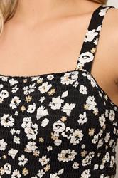 YOURS Plus Size Black Floral Shirred Midi Dress | Yours Clothing 4