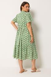 YOURS Plus Size Green Abstract Half Placket Dress | Yours Clothing 2