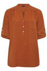 YOURS Plus Size Rust Orange Dobby Shirt  | Yours Clothing 5