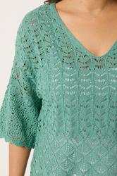 YOURS Plus Size Blue Crochet Tunic Top | Yours Clothing 4