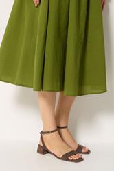 LTS Chocolate Brown Strap Block Heel In Standard Fit | Long Tall Sally 2