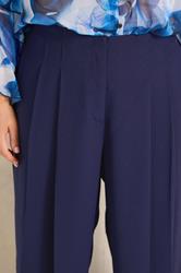 EVANS Plus Size Navy Blue Pleat Front Trousers | Evans 4