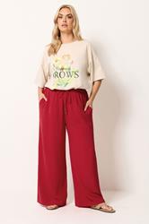 YOURS Plus Size Red Washed Twill Trousers | Yours Clothing 3