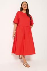 YOURS Plus Size Orange Poplin T-Shirt Midi Dress | Yours Clothing 1