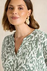 EVANS Plus Size Khaki Green Aztec Print Shirt | Evans 2