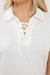 LTS Tall Women's White Lace Up Collared T-Shirt | Long Tall Sally 4