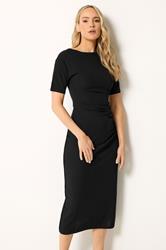 LTS Tall Women's Black Ruched Detail Midi Dress | Long Tall Sally 1