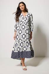 M&Co White Geometric Print Tiered Maxi Dress| M&Co 3