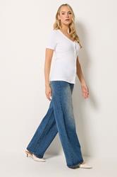 LTS Tall Women's White Button T-Shirt | Long Tall Sally 1