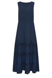 M&Co Navy Blue Sleeveless Tiered Maxi Dress