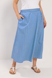 YOURS Plus Size Blue Stripe Midi Skirt | Yours Clothing 3
