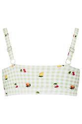 LIMITED COLLECTION Plus Size Green Gingham Fruit Print Bikini Top | Yours Clothing 7